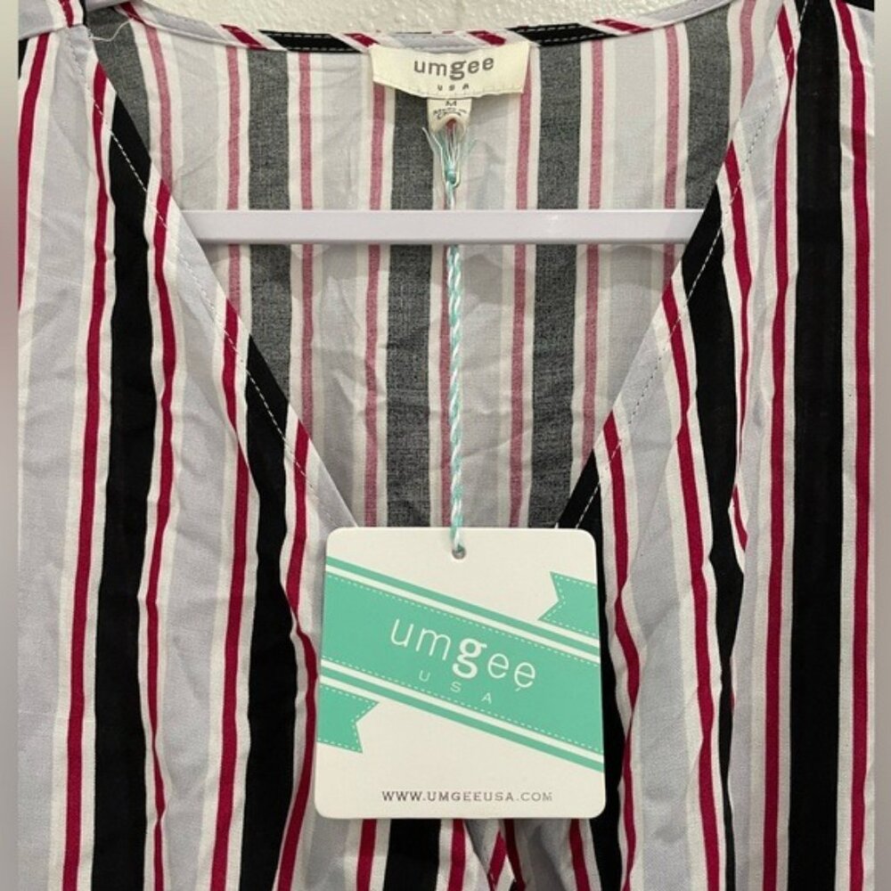 Umgee Ruffle Boho Mod Wrap Dress Feminine Puff Sleeve Asymmetrical Shabby Chic - Picture 5 of 8